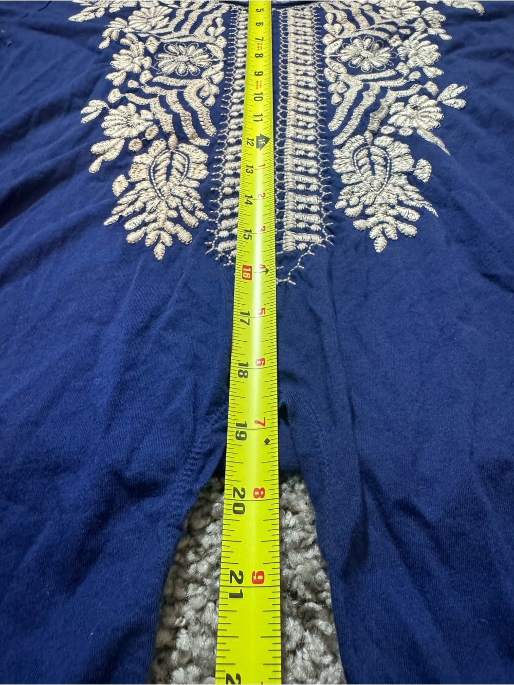 Johnny Was Embroidered Tie Waist Top Small Blue Cotton Boho Floral Tee - Picture 4 of 5